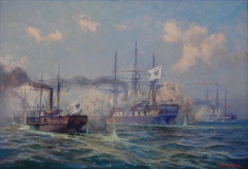 Buque de guerra Painting - Batalla naval de Seegefecht bei Jasmund